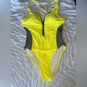 Yellow one piece with zipper